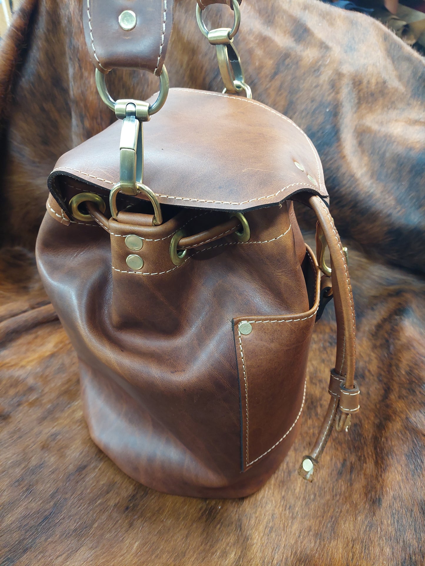 Drawstring Leather Bag - Maka Leathergoods